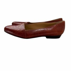 Selector Italian Brown Crocodile-Patterned Women's Loafers